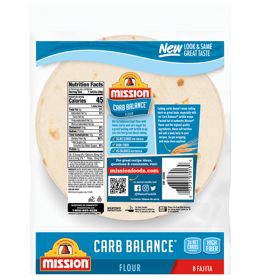 Carb Balance Fajita Flour Tortillas Mission Foods