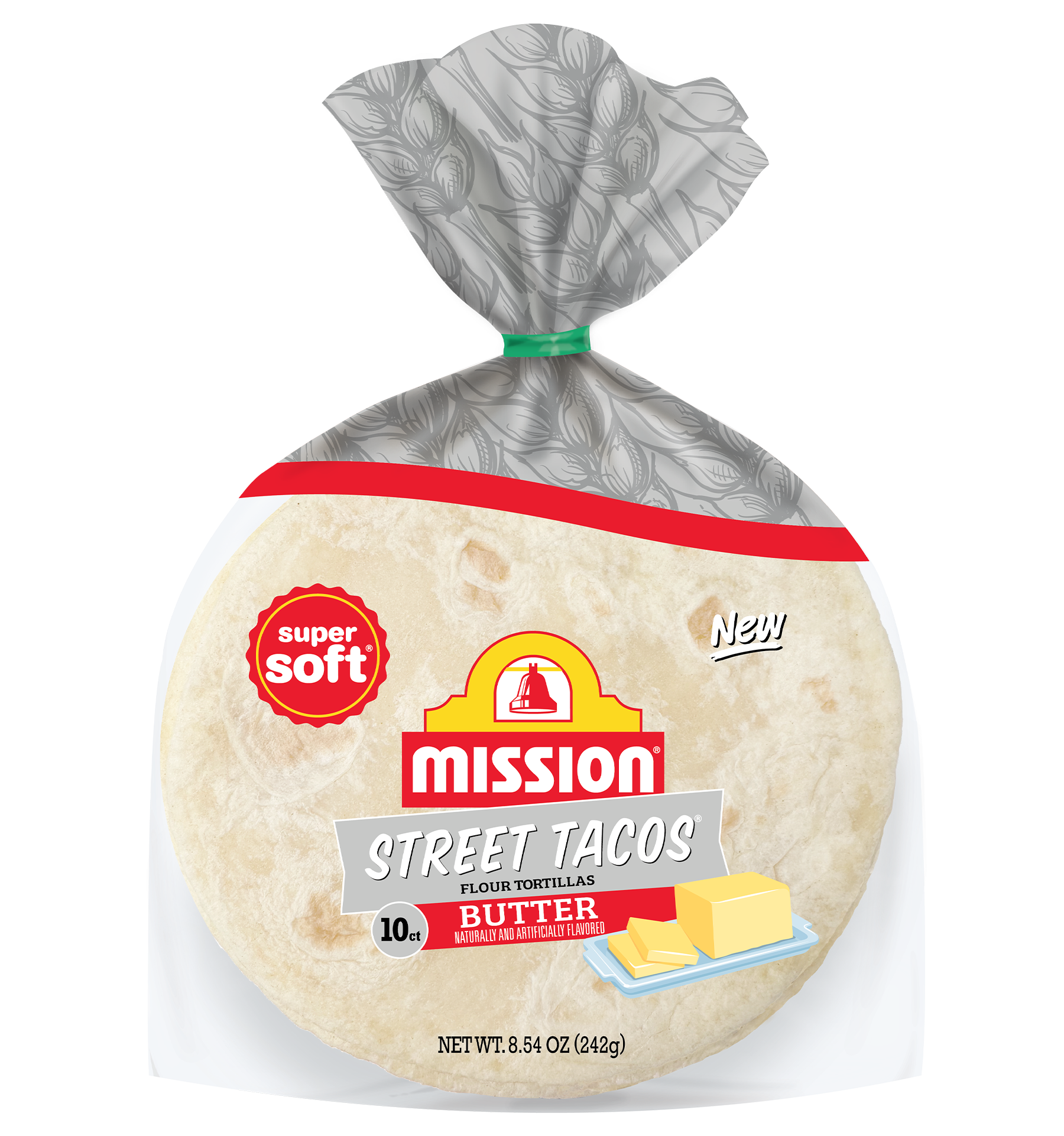 graphic showing Street Tacos Butter Flour Tortillas packaging